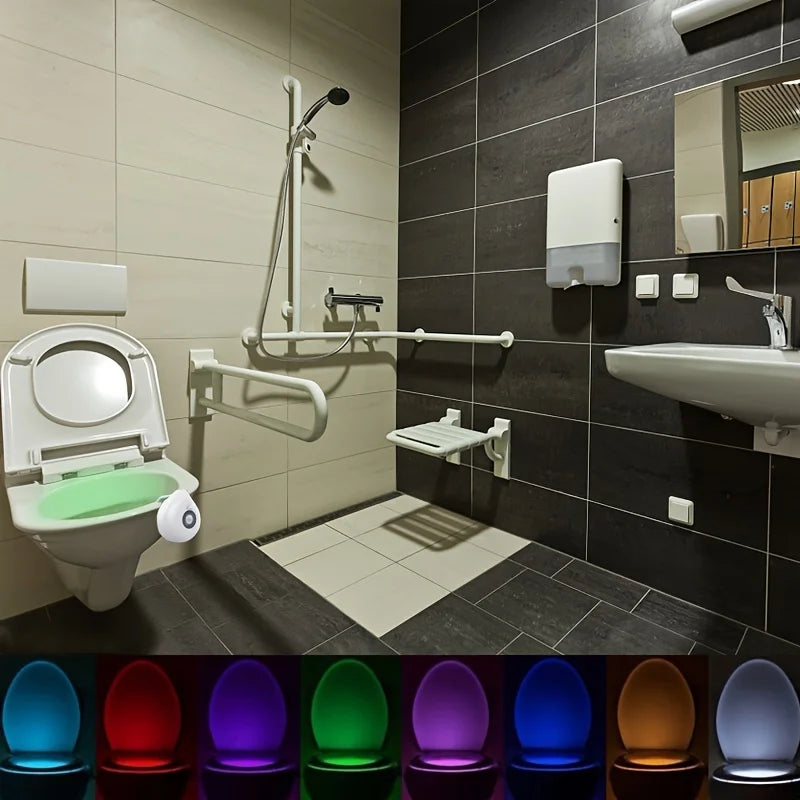 Toilet Motion Sensor Light, 8 Colors Changing Sensor LED Washroom Night Light
