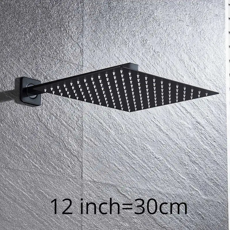 Rainfall Shower Head 8"/10"/12" Square Bathroom Ultrathin . Wall Mounted