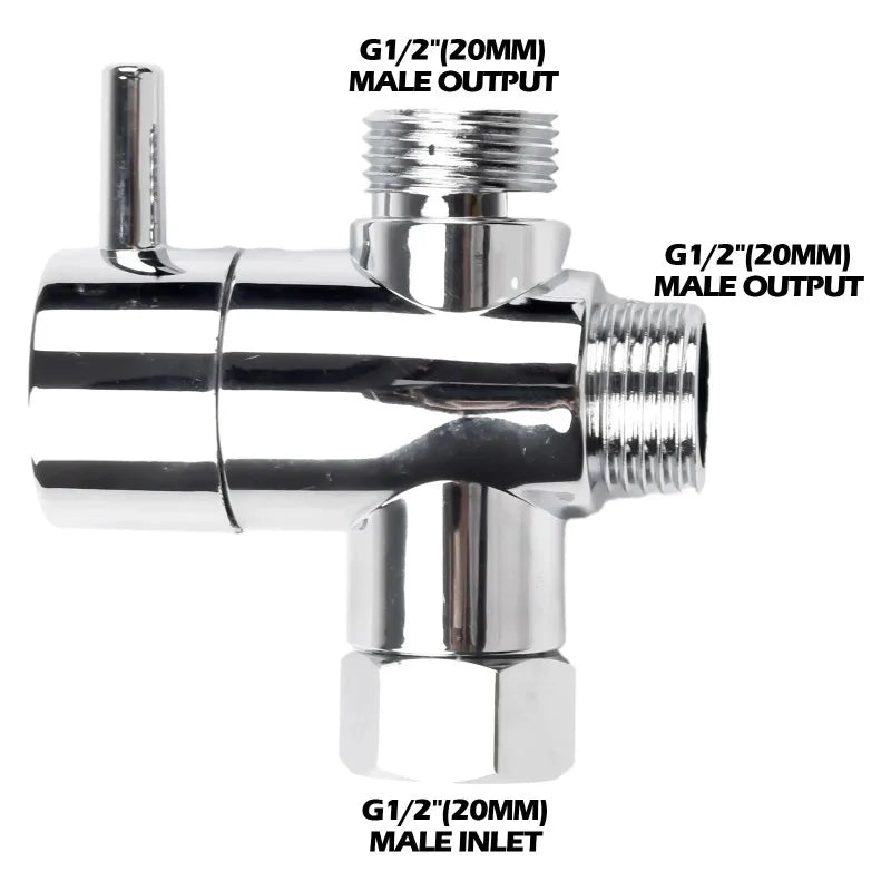 3 Way Shower Head Diverter Valve G1/2 Three Function Switch Adapter Connector