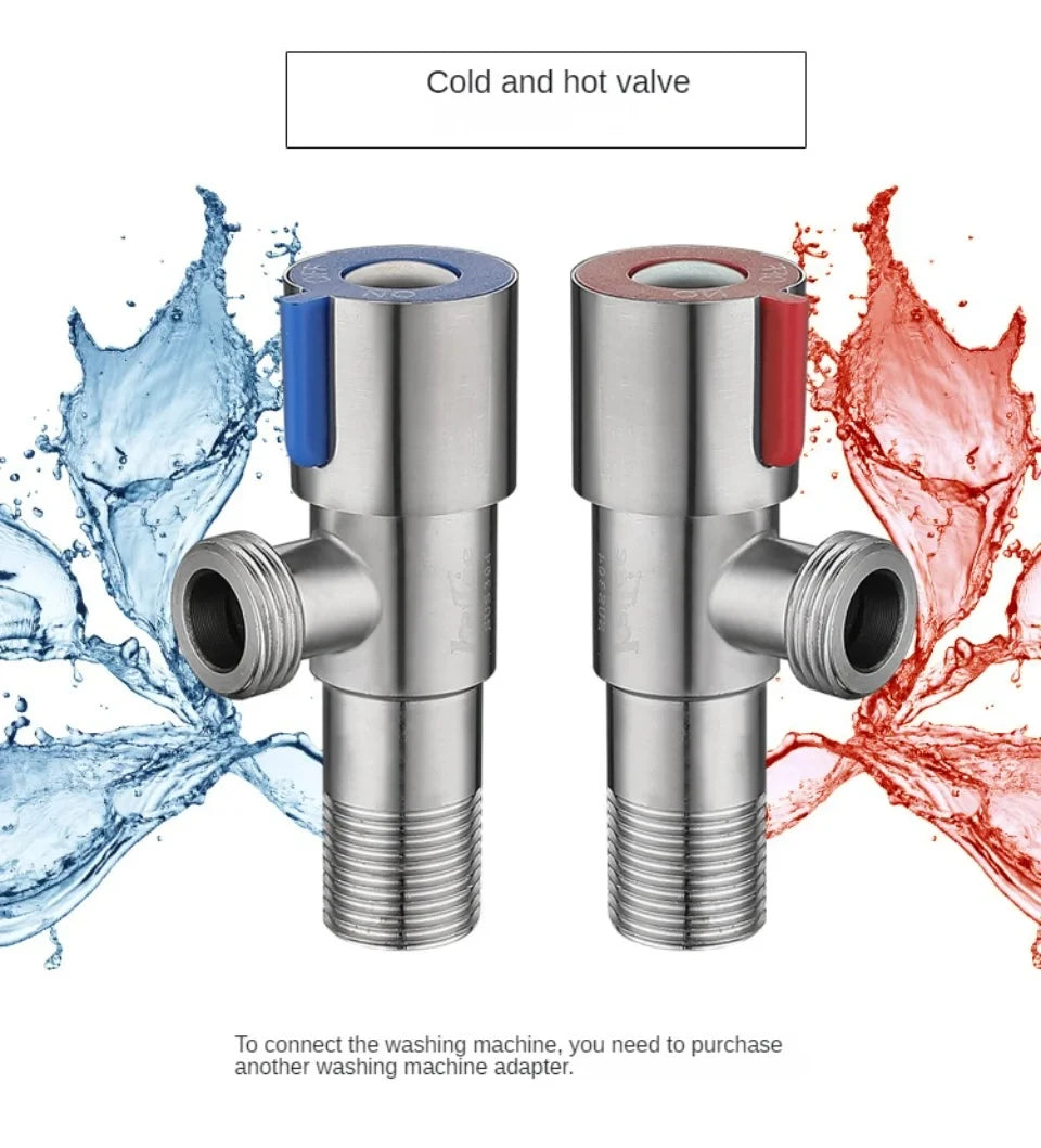 Stainless steel bathroom quick opening triangle valve faucet accessories two-way angle valve G1/2 thread water inlet