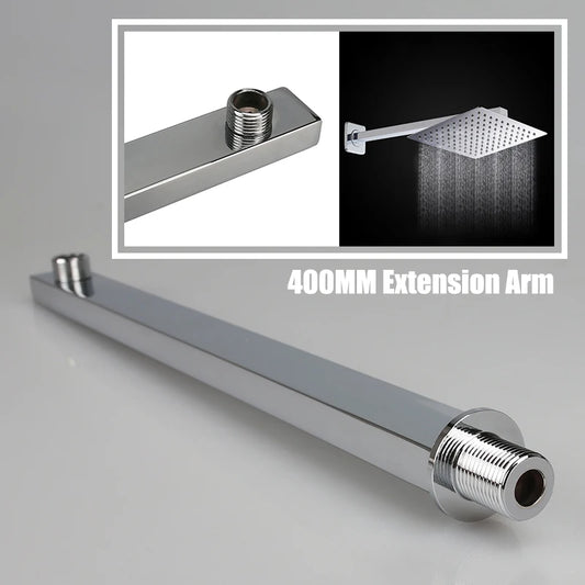40cm Shower Extension Arm 304 Stainless Steel Wall Mounted Silver Polished Extra Arm