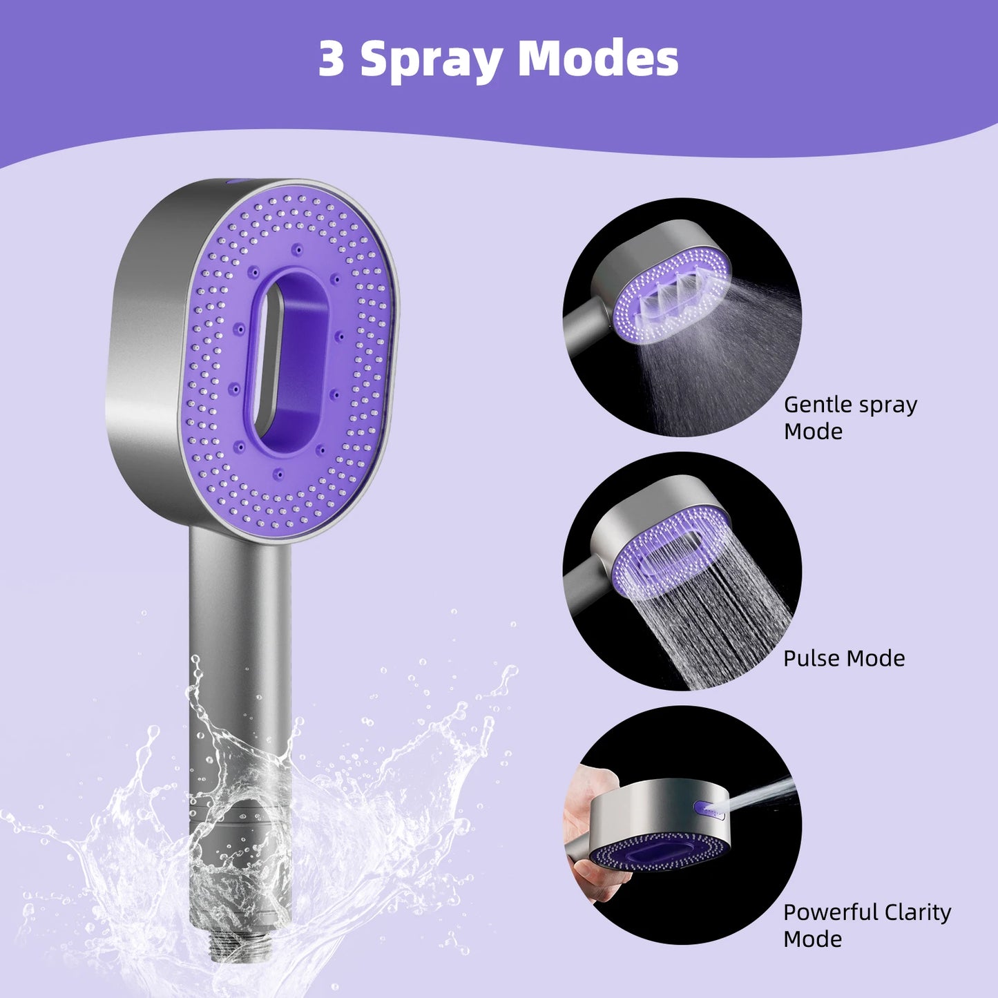Hibbent Shower Heads with Handheld 3 Spray Combo, Detachable Filtered