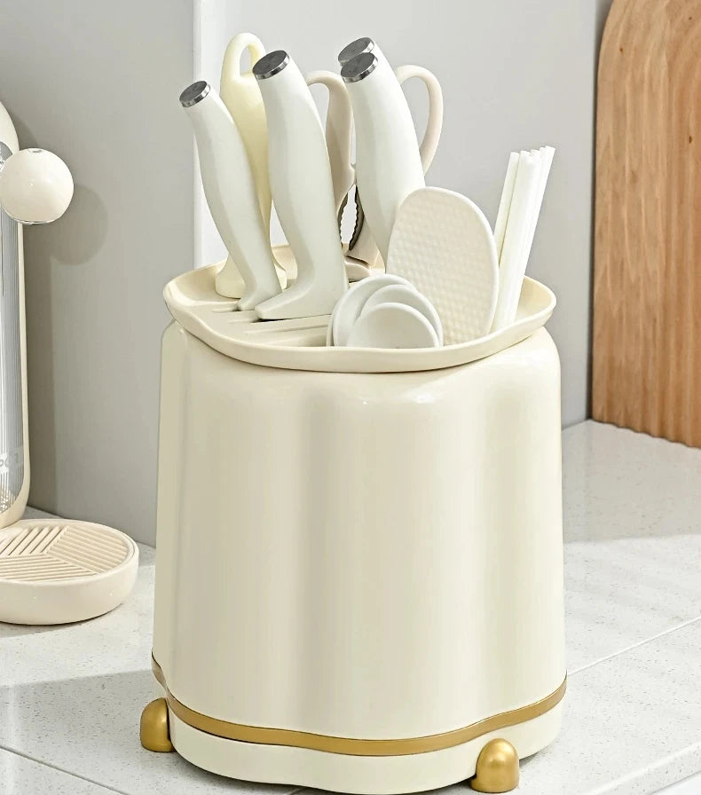 Kitchen Rotary Storage Knife Holder Cream Wind Multifunctional Storage Tool Holder Issued for Home Storage