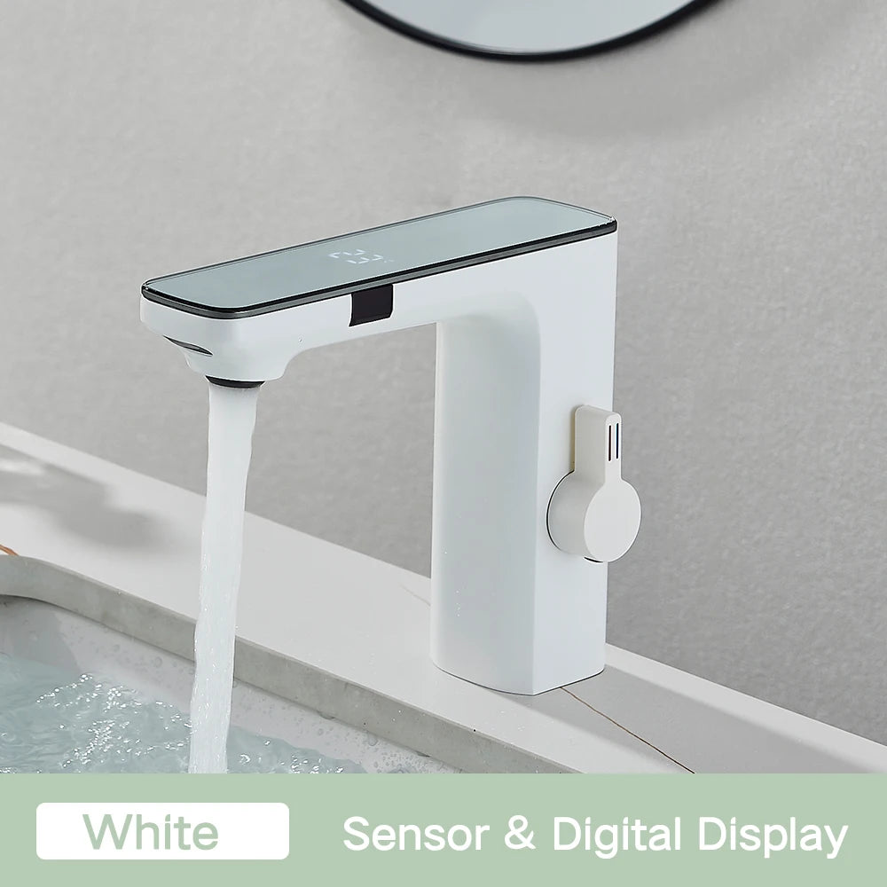 Touchless Sensor Basin Faucet Smart Digital Display Faucets Hot Cold Water Mixer