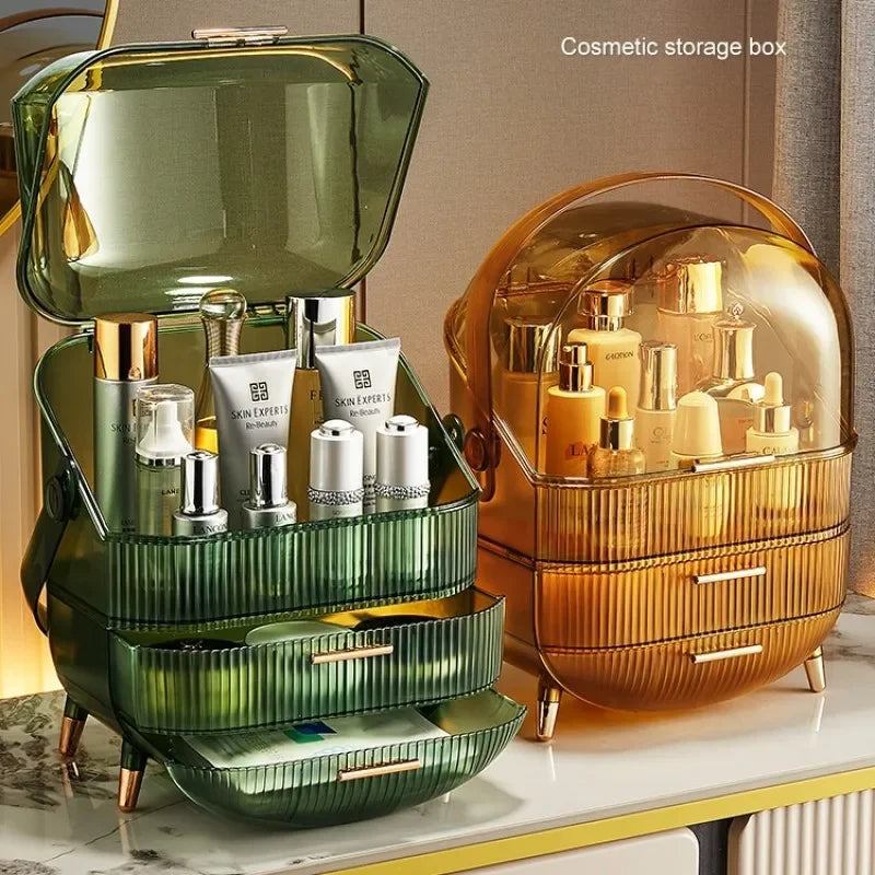 Cosmetics Storage Box Large Makeup Organizer Drawers Dustproof Display Cases for Vanity Makeup Brushes Holder with Lid