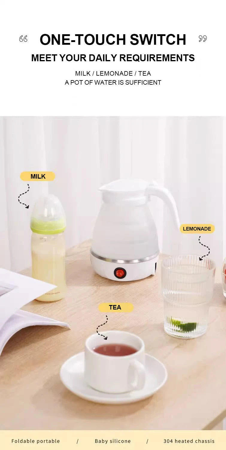 0.6L Mini Folding Kettle Portable Water Heater 600W Silicone Compression Electric Kettle