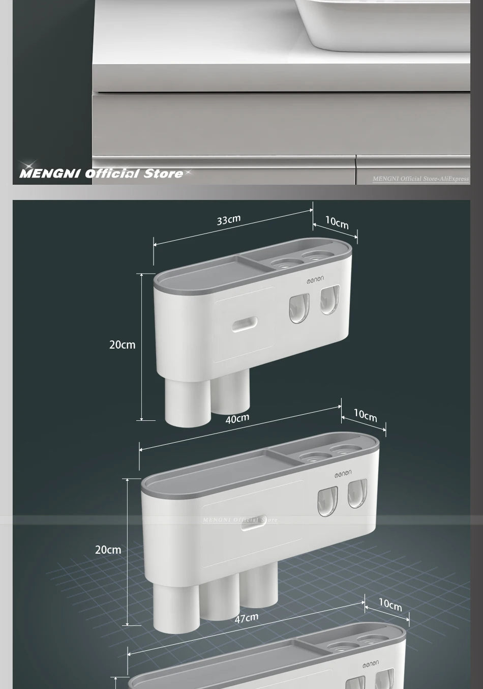MENGNI-Magnetic Adsorption Inverted Toothbrush Holder Wall -Automatic Toothpaste Squeezer Storage Rack