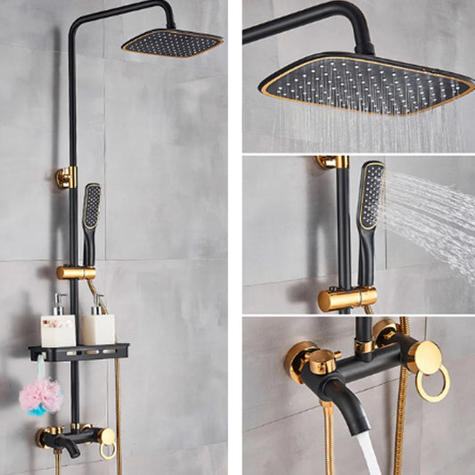 Black Shower Set Faucet Rainwater Manual System High-Quality