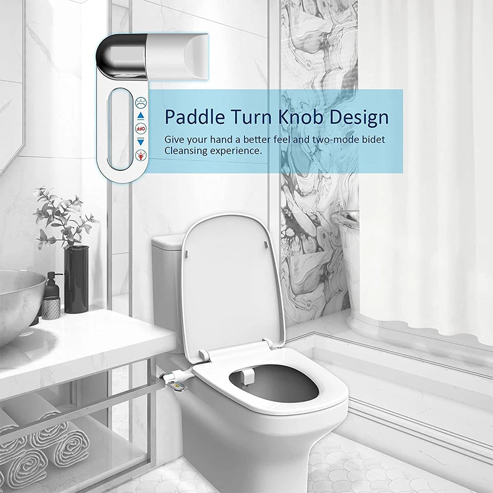 Bidet Toilet Seat Attachment Dual Nozzle Bidet Adjustable Water Pressure Non-Electric