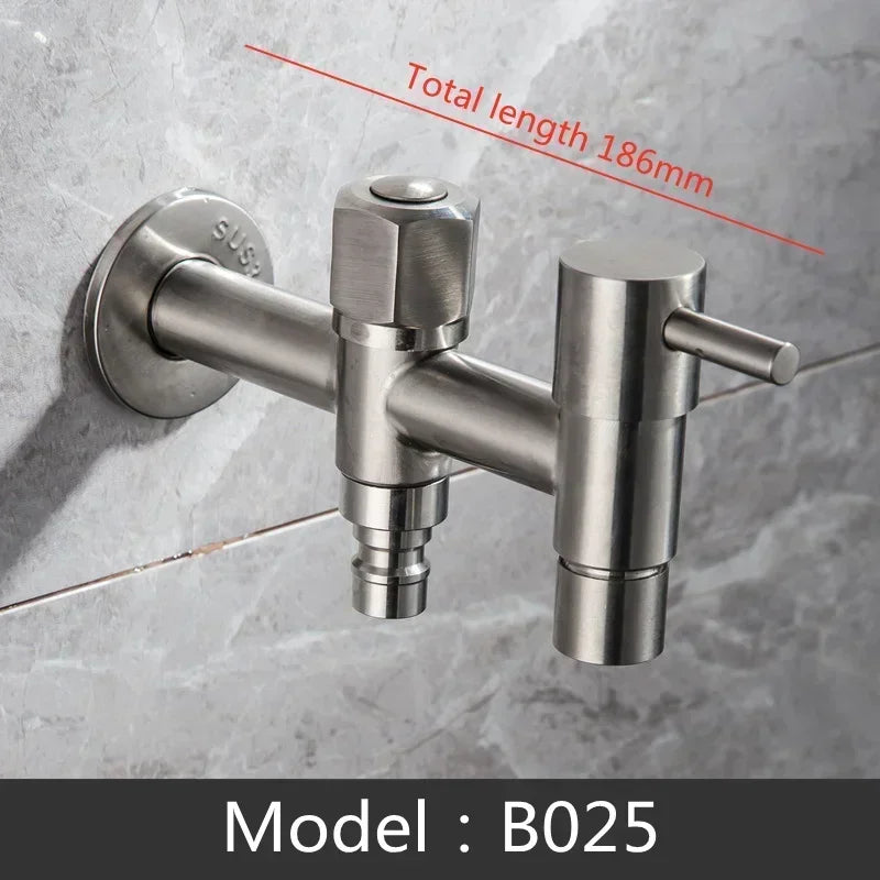 Brushed Outdoor304 Stainless Steel Garden Faucet Wall Mounted Bibcock Garden Wash Basin