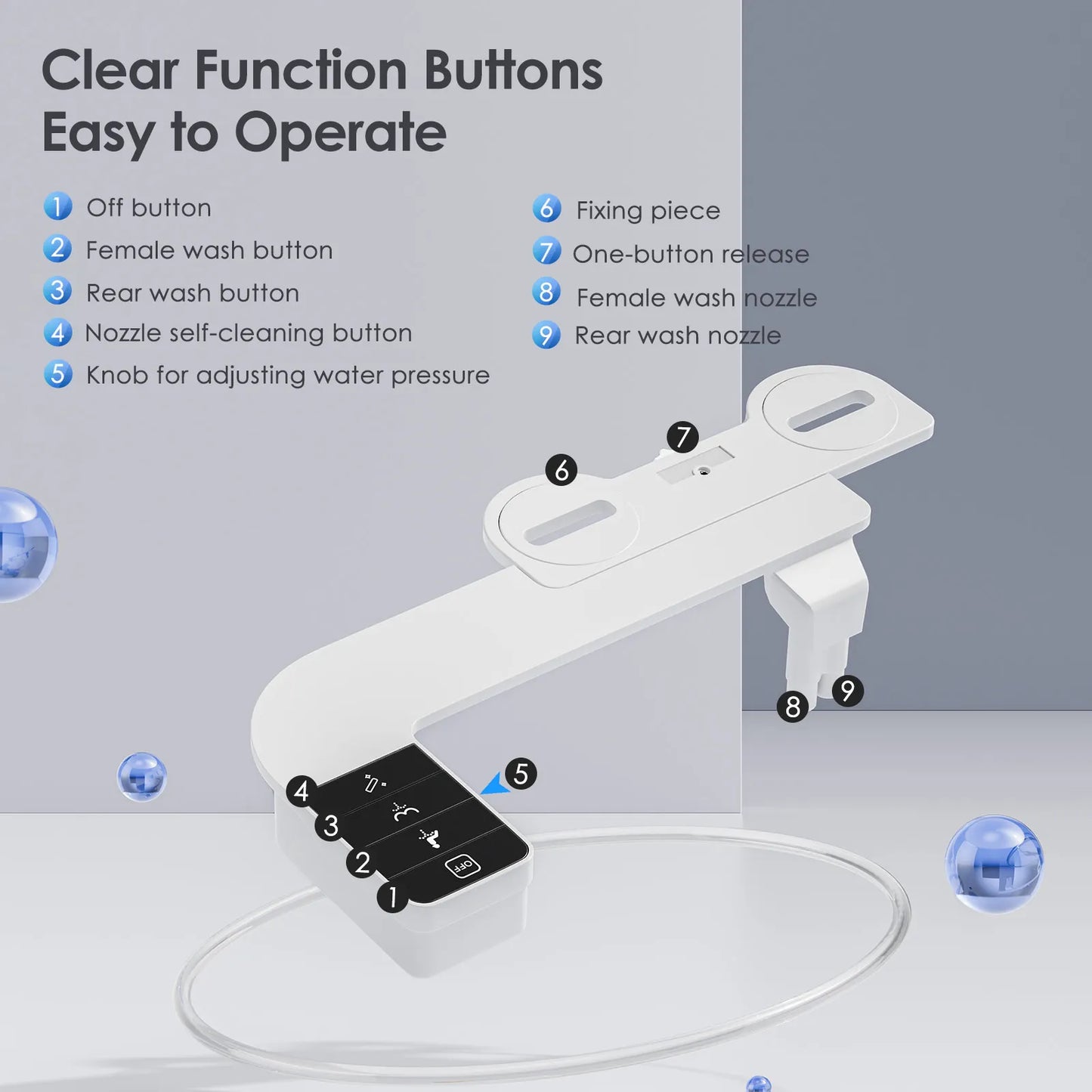 Bidet Attachment for Toilet Seat Self Cleaning Attachment Non-Electric Dual Nozzle Bidet Adjustable Water Pressure