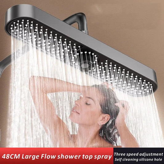 New 480mm Big Panel Showerhead 3 Mode Supercharge Rainfall Shower Head