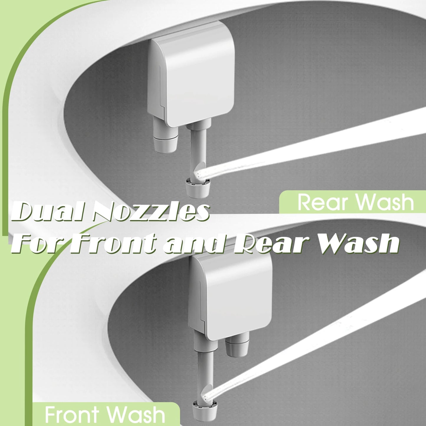 Ultra-Slim Bidet Attachment, Posterior&Feminine Wash-(Retractable Dual Nozzles), Non-Electric Bidet Attachment for Toilet Seat
