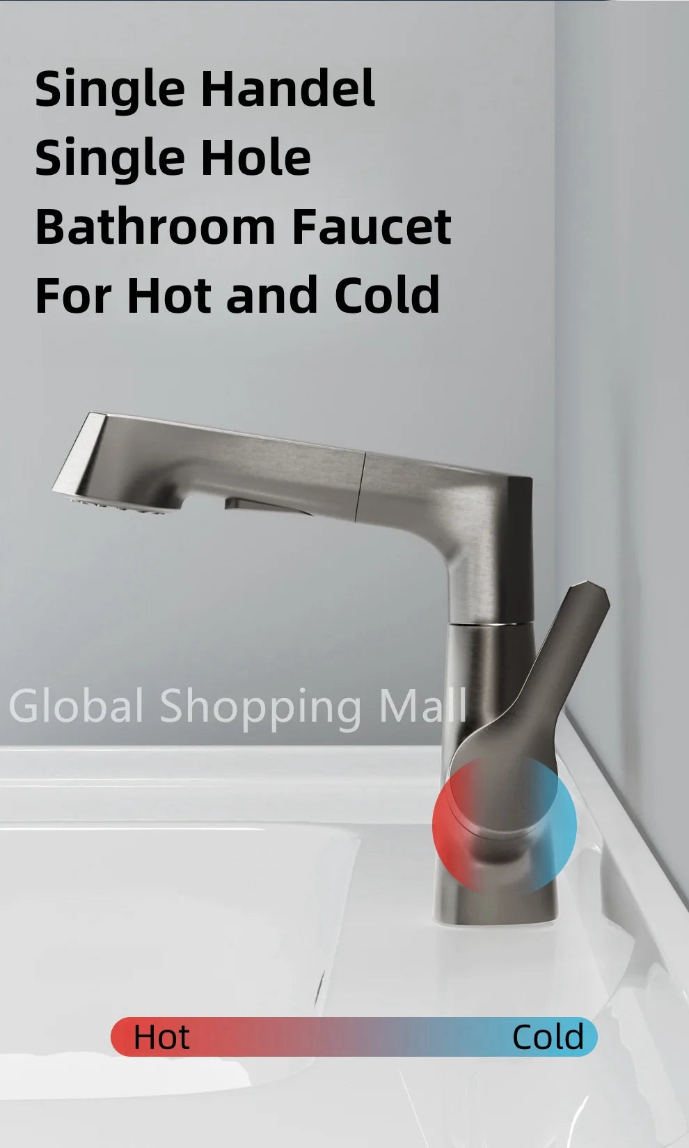 Pull Out Lift Kitchen Faucet 360° Rotatable Splashproof Stainless Steel Kitchen Sink Faucet with Pull Down Sprayer