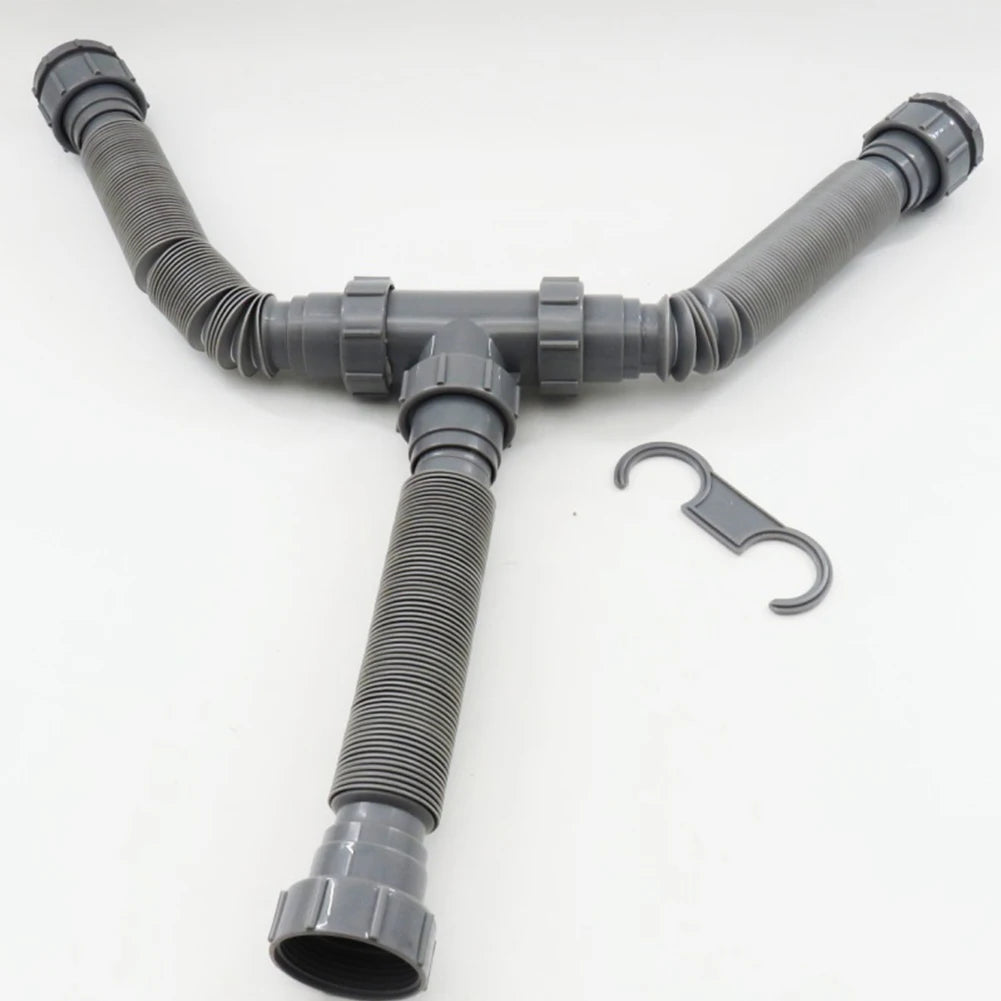 Comprehensive Plumbing Solution Double Sink Drain Kit with Flexible P Trap Pipes