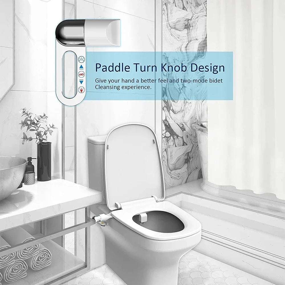 Slim Bidet Toilet Seat Attachment Non-Electric Dual Nozzle Bidet Adjustable Water Pressures