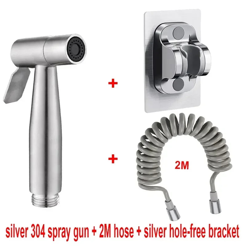 304 Stainless Steel Spray Gun Shower Handheld Bidet Sprayer Set