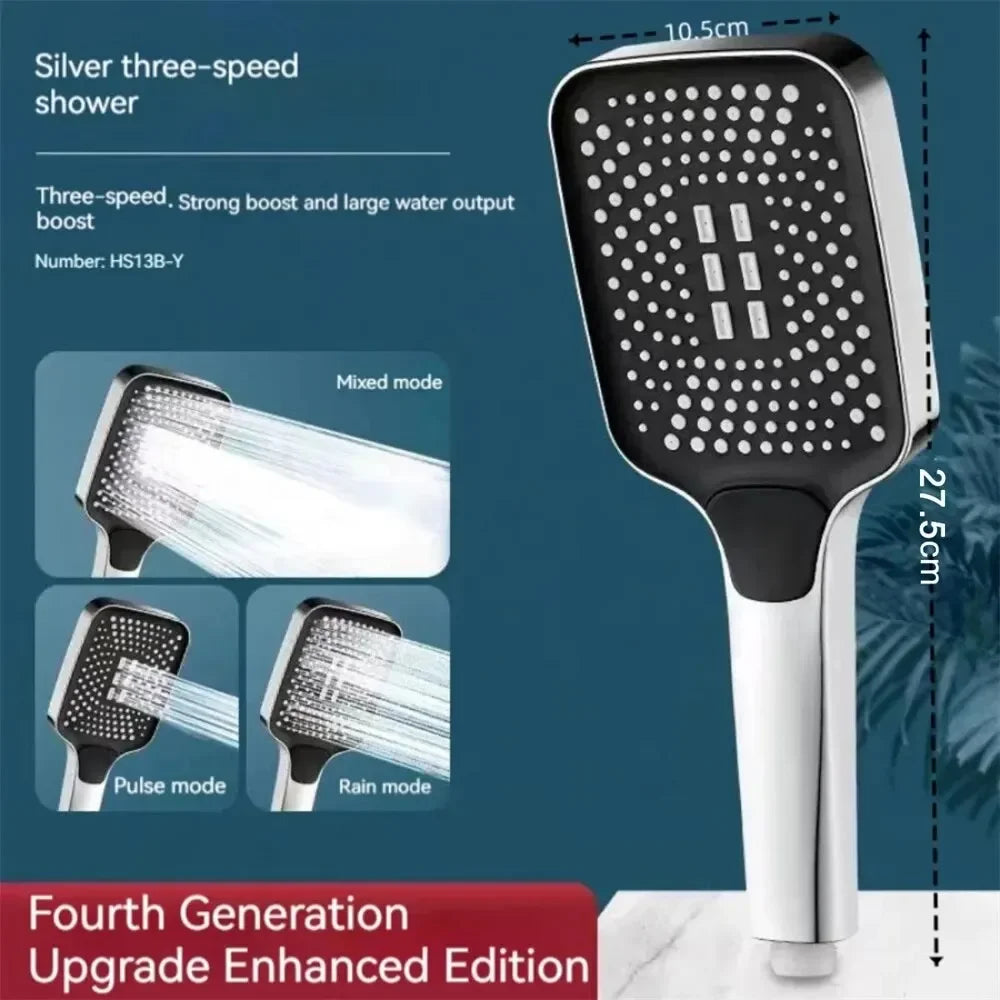 Adjustable Shower Head 3 Mode Rainfall Shower Large Flow Showerhead High Pressure