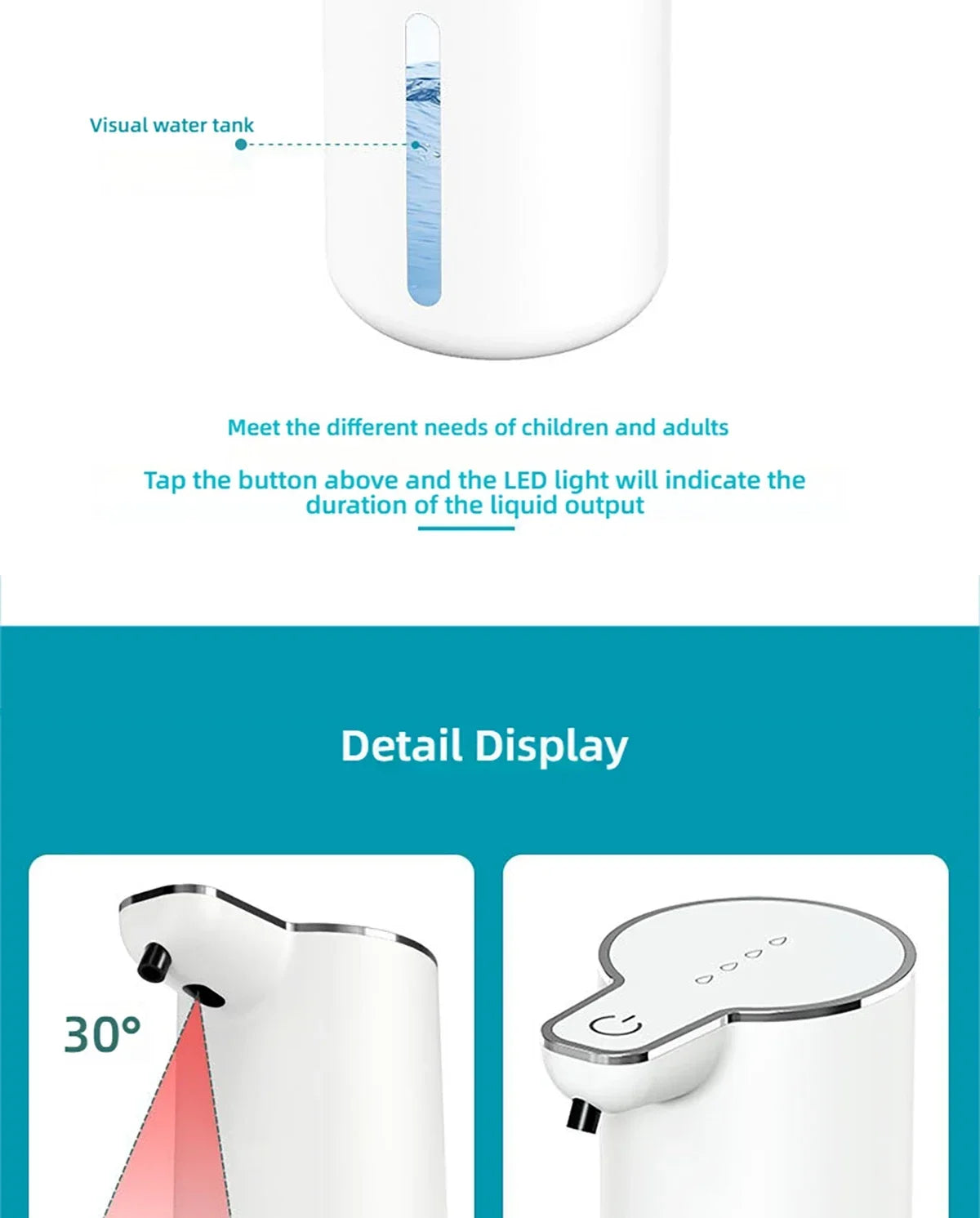 Automatic Soap Dispenser Touchless Foaming Soap Dispenser 380ml USB Rechargeable Electric 4 Level Adjustable