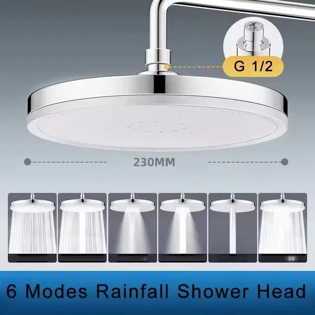 230mm Big Panel Showerhead 6 Mode Supercharge Rainfall Shower Head