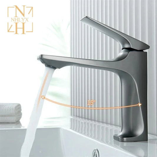 Brass Core Modern Bathroom Sink Faucet Single Handle Deck Mounted  Hot And Cold Mixer