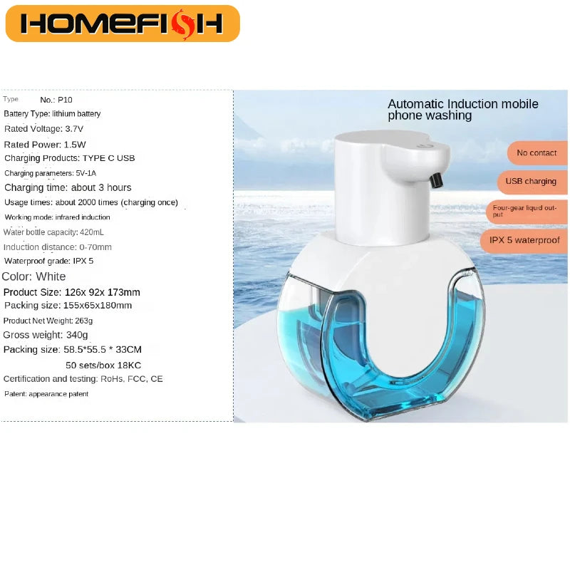 Smart Soap Dispenser 420ml Touchless Motion Sensor Washing Hand Device Wall-Mounted Liquid Soap Dispenser
