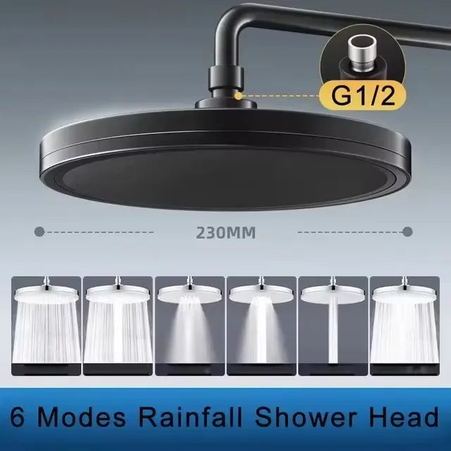230mm Big Panel Showerhead 6 Mode Supercharge Rainfall Shower Head