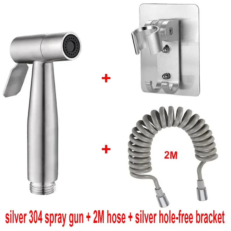 304 Stainless Steel Spray Gun Shower Handheld Bidet Sprayer Set