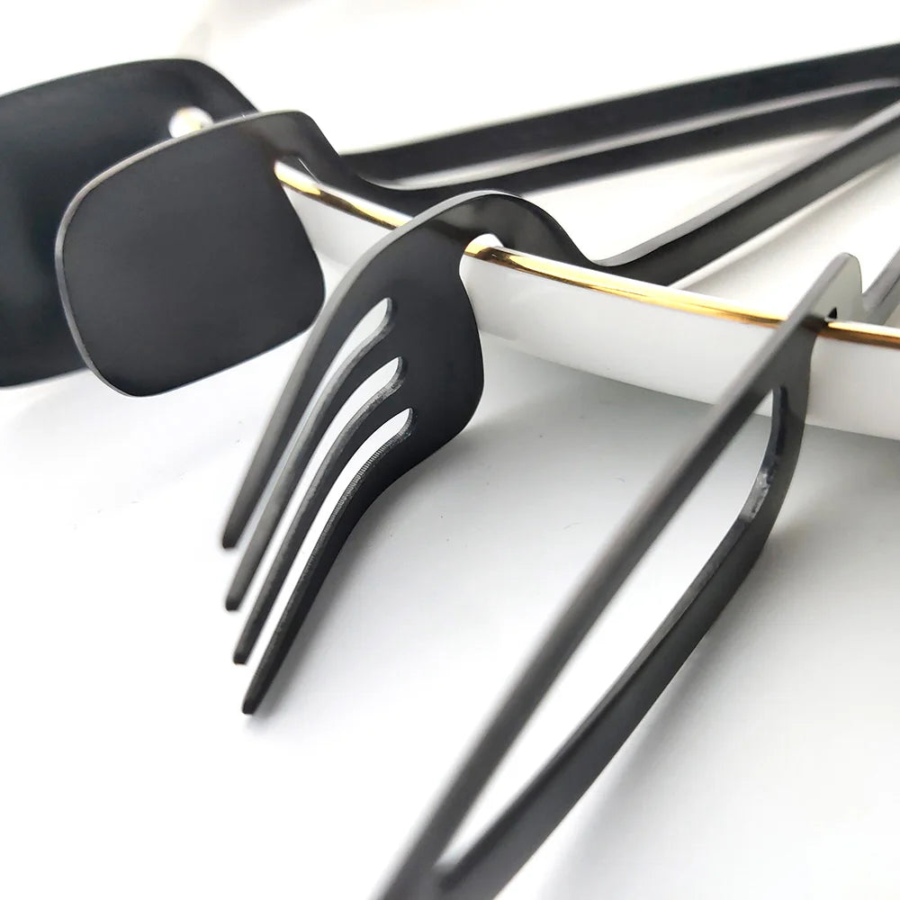 32pcs Black Matte Cutlery Set 304 Stainless Steel Dinnerware Set Knife Fork Spoon Dinner Set