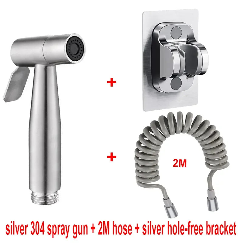 304 Stainless Steel Spray Gun Shower Handheld Bidet Sprayer Set