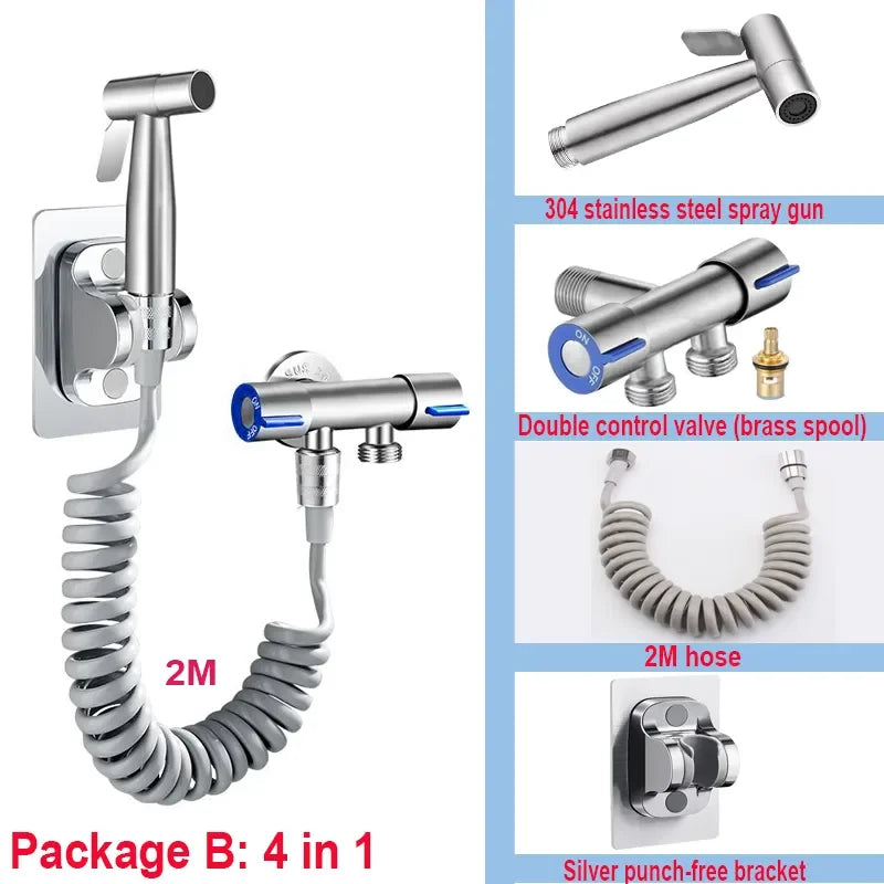 304 Stainless Steel Spray Gun Shower Handheld Bidet Sprayer Set