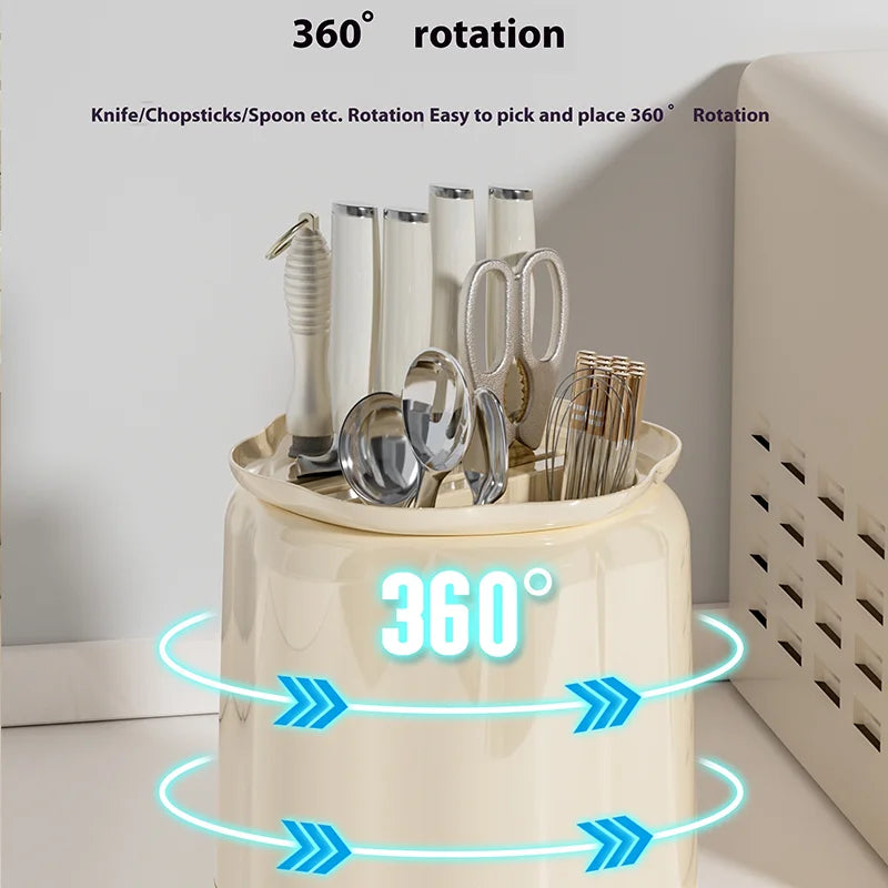 Kitchen Rotary Storage Knife Holder Cream Wind Multifunctional Storage Tool Holder Issued for Home Storage
