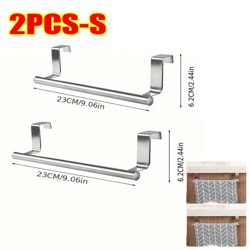 Towel Rack Over Door Towel Bar Hanging Holder,Stainless Steel Bathroom Kitchen Cabinet non-drilling rack