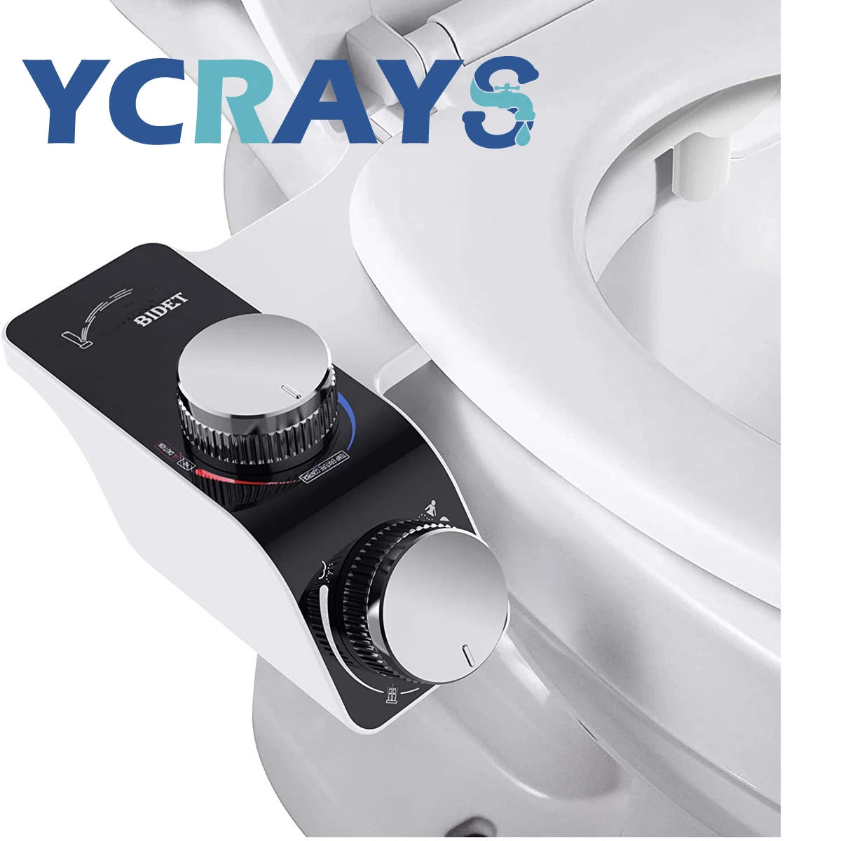 Bidet Toilet Seat Attachment Non-Electric Self-Cleaning Dual Nozzles Wash Hot Cold Mixer Water