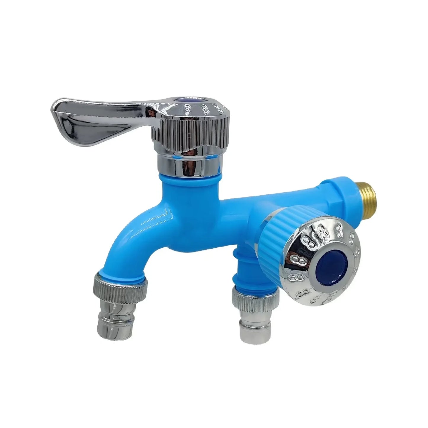Faucet Double Outlet Dual Control Water Tap Plastic Connector 1/2" Universal Interface