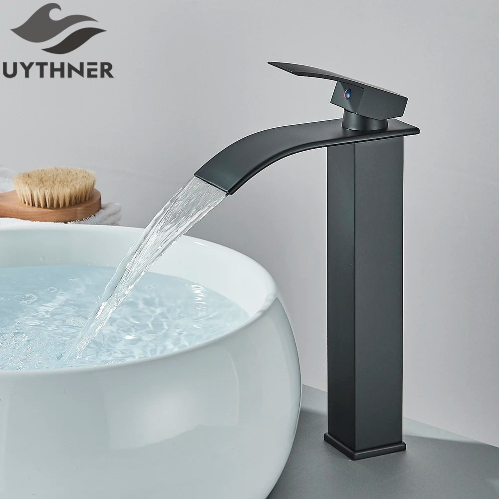 Brushed Golden Basin Faucets Single Lever Hole Deck Mount