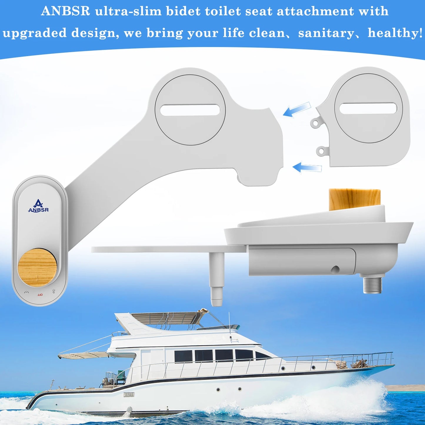 Fresh Water Non-Electric Bidet Attachment for Toilet Seat, Adjustable Water Pressure, Rear Wash