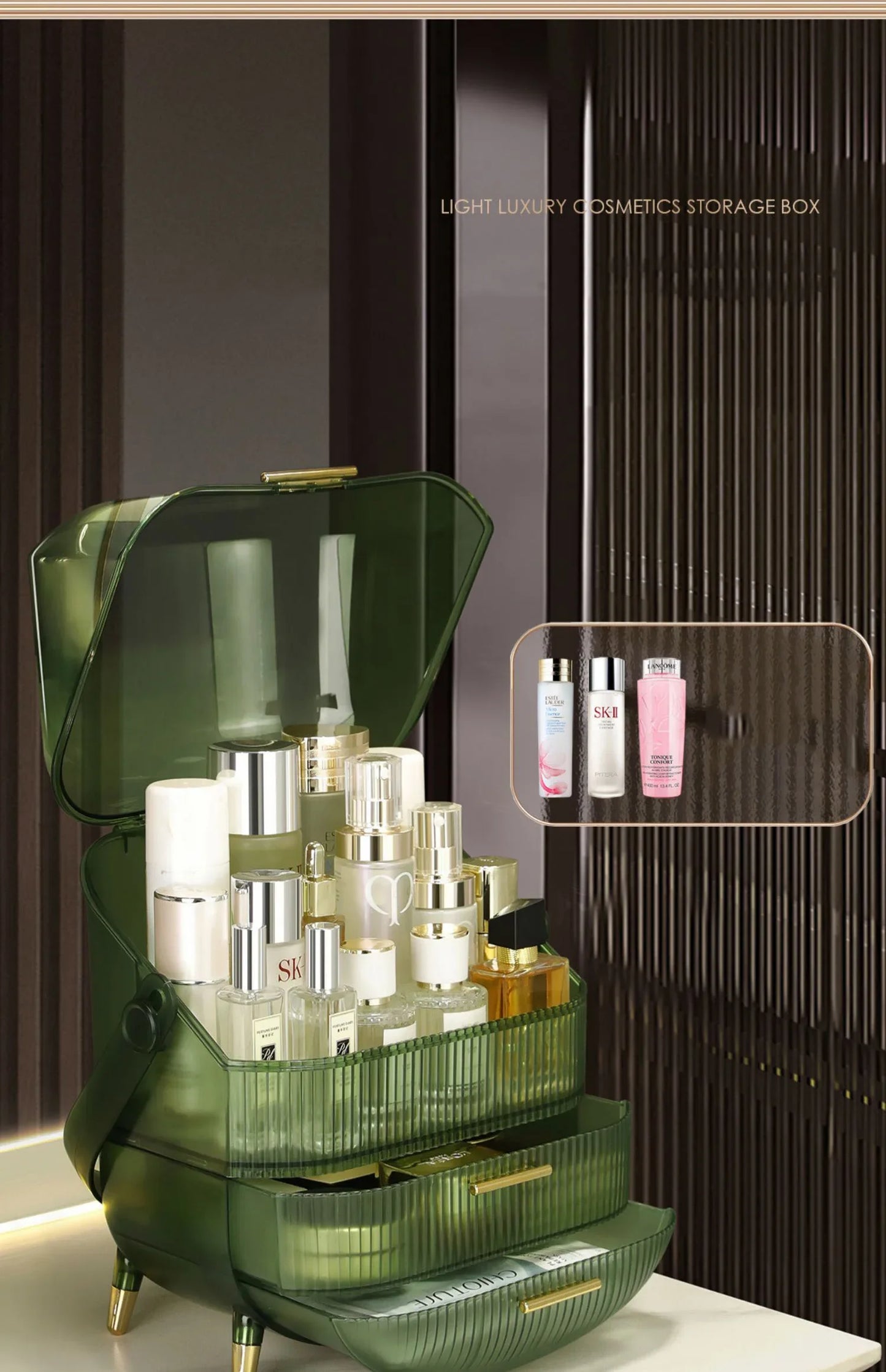 Cosmetics Storage Box Large Makeup Organizer Drawers Dustproof Display Cases for Vanity Makeup Brushes Holder with Lid