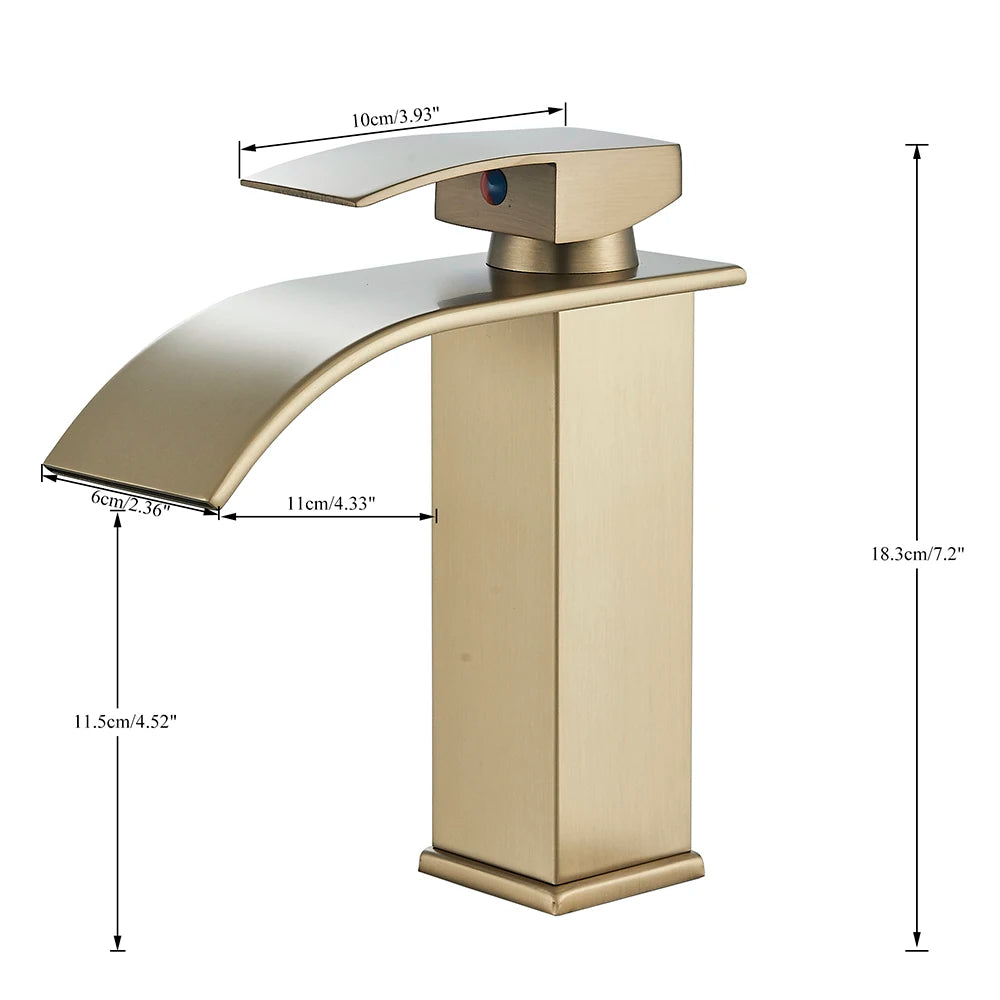 Brushed Golden Basin Faucets Single Lever Hole Deck Mount