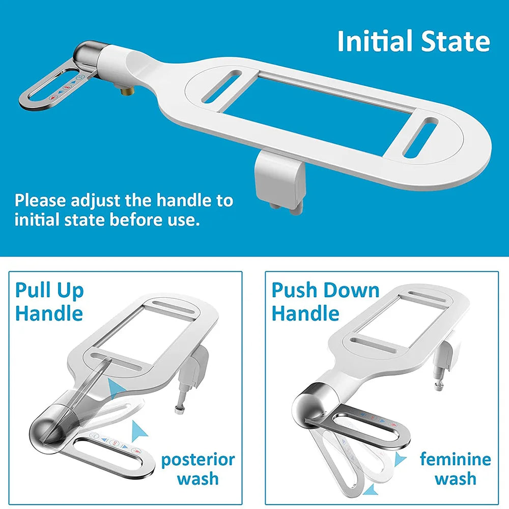 Bidet Toilet Seat Attachment Dual Nozzle Bidet Adjustable Water Pressure Non-Electric