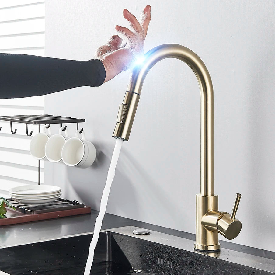 Pull Out Sensor Black Kitchen Faucet Sensitive Touch Control Faucet Mixer