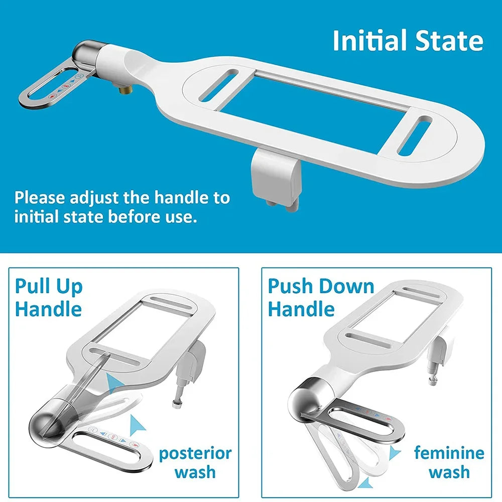 Slim Bidet Toilet Seat Attachment Non-Electric Dual Nozzle Bidet Adjustable Water Pressures