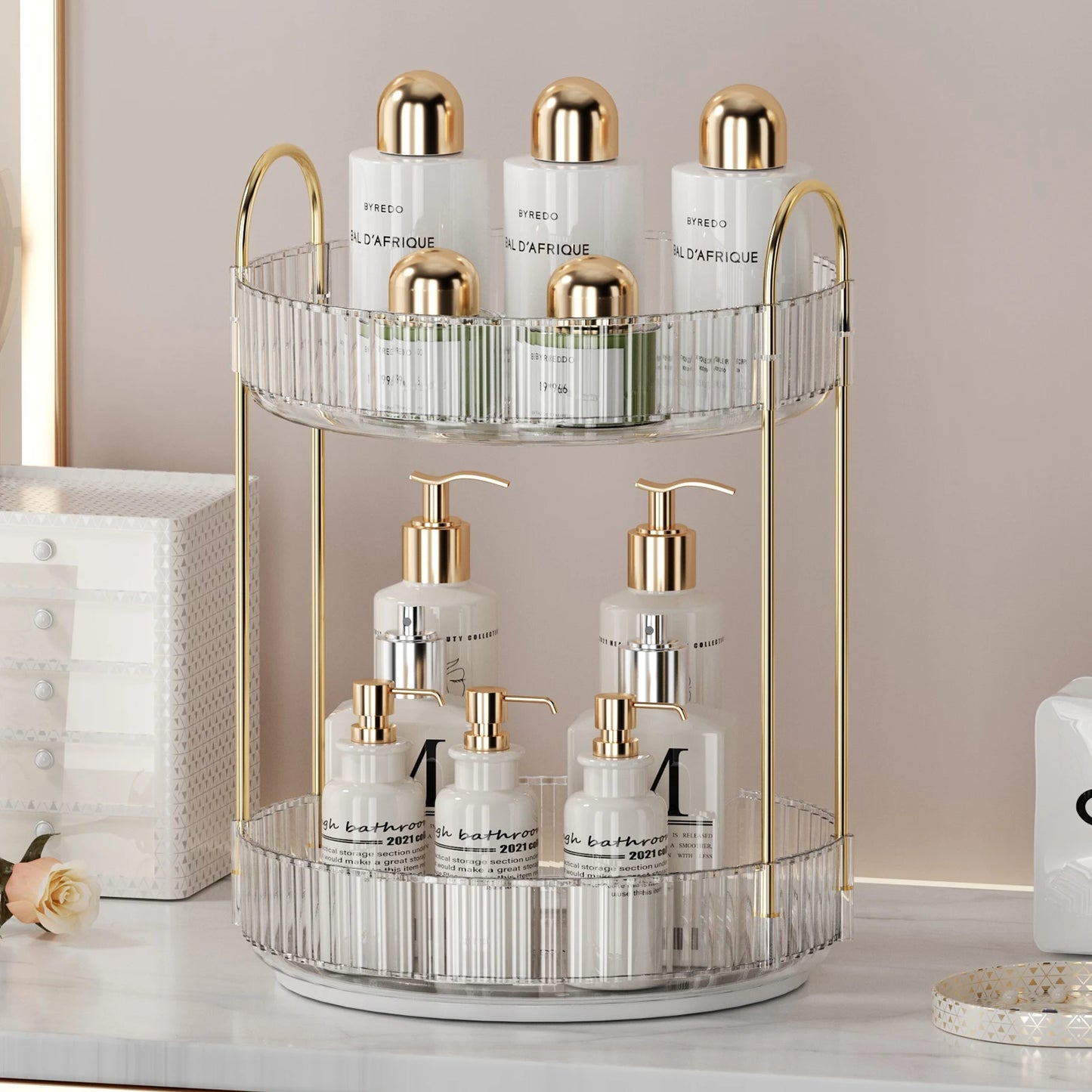 Rotating Makeup Organizer for Vanity 3 Tier Skincare Organizers