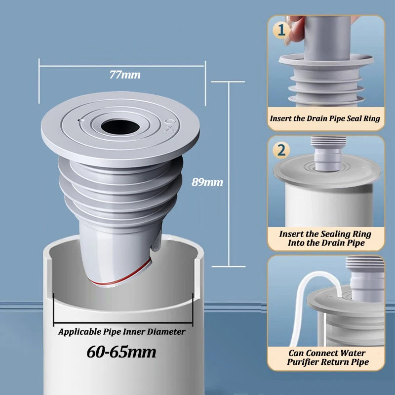 Silicone Bathroom Sewer Seal Ring Kitchen Sink Sewer Pipe Plug Washing Machine Anti-odor Leakage Floor Drain Connector Stopper