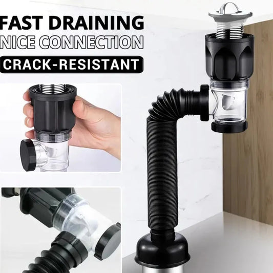 Flip Top Anti-Odor Drain Pipe Set Kitchen Sink Drain Retractable  Anti Clogging