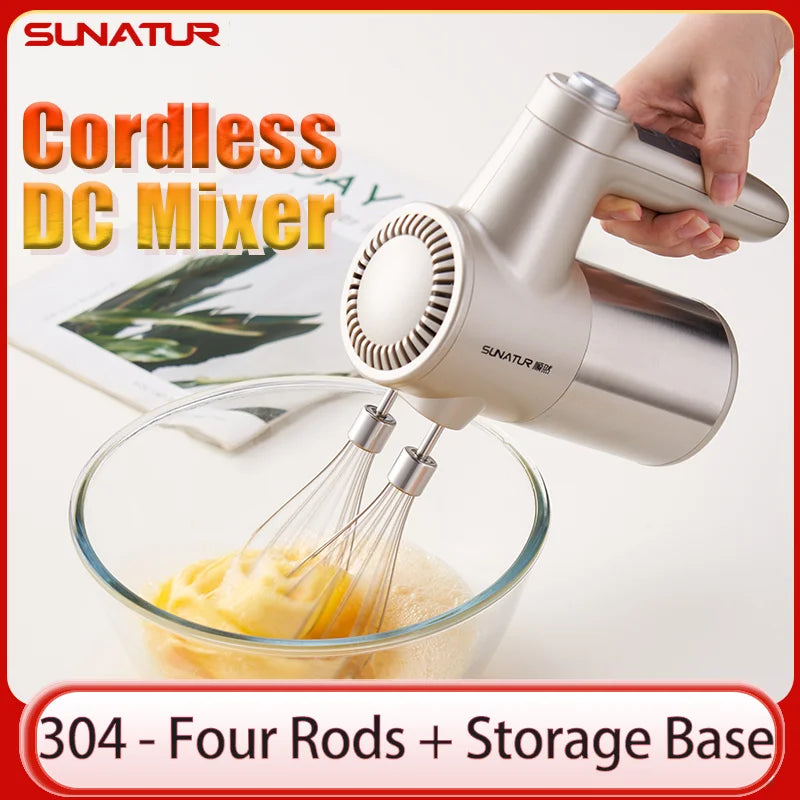 SUNATUR Handheld Electric Mixer Wireless Charging ,Egg Beater, Cream Whipper 200W power 7 - Speed