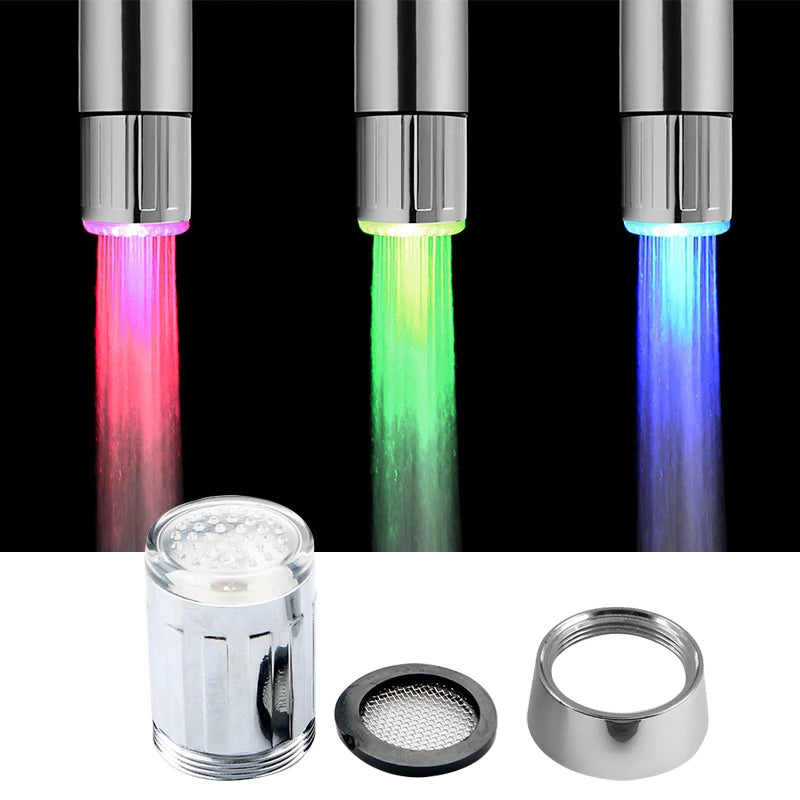 Faucet Night Light Lamp Sensor Hydropower Led Lights Shower Head Temperature Detectable Night Lights For Bathroom Multiple Color