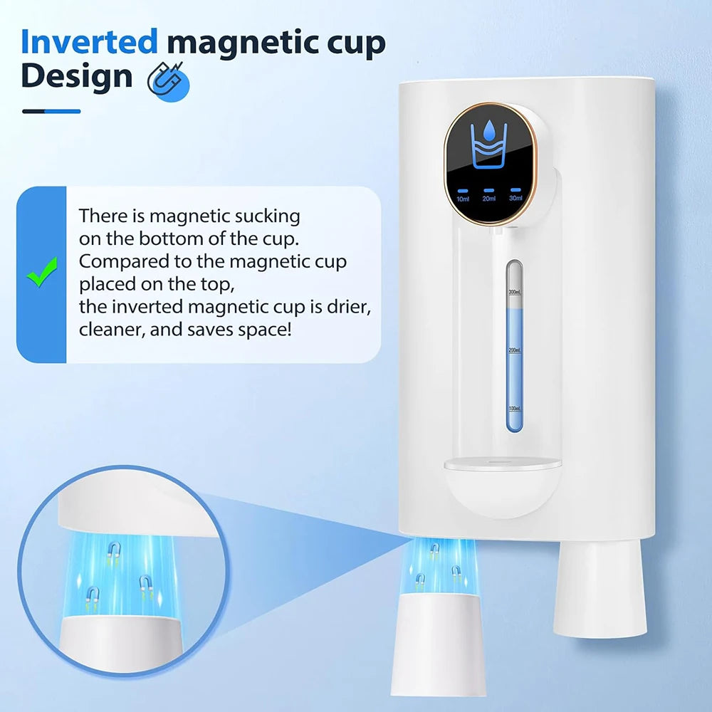 Smart Touchless 540ML Mouthwash Dispenser w/LED, 3 Modes, Wall/Table Mount, 2 Cups,