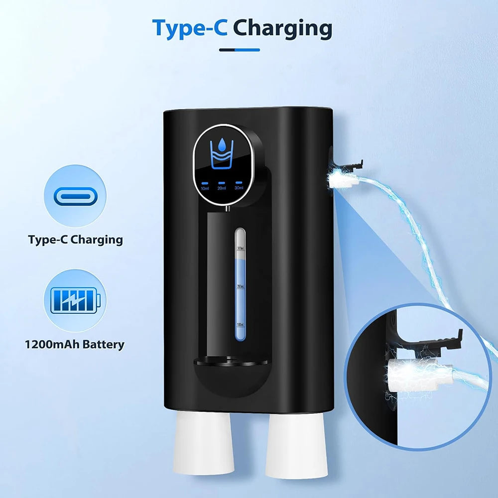 Smart Touchless 540ML Mouthwash Dispenser w/LED, 3 Modes, Wall/Table Mount, 2 Cups,