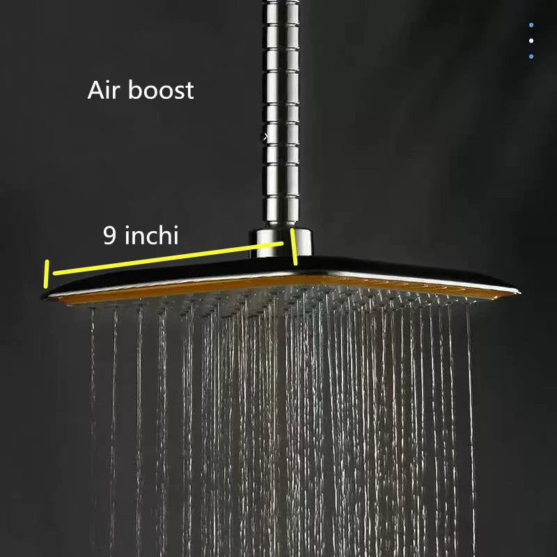 9 Inch Rotate 360 Degree Bathroom Rainfall Shower Head ABS Chrome , Thin